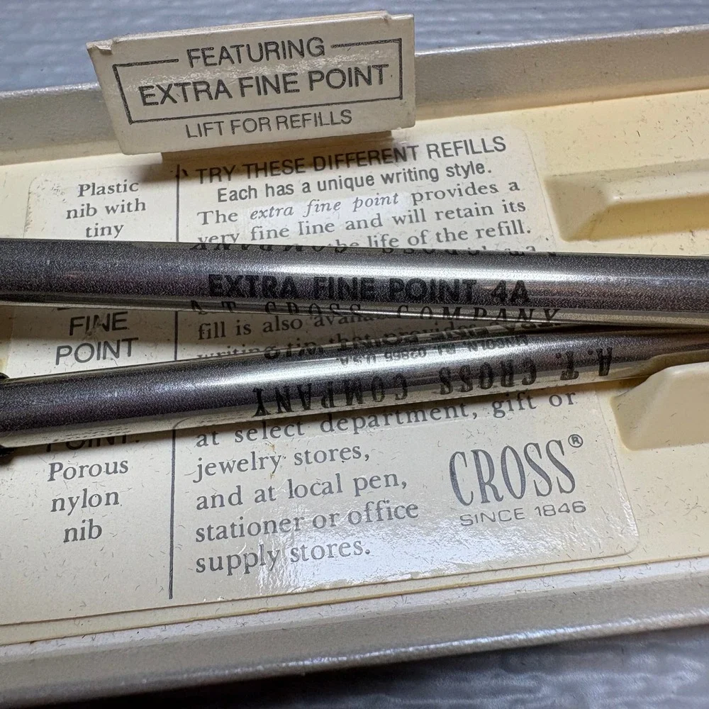 Vintage 2 pack Cross Pen Refills Extra Fine Point 4A W10 Porous Nylon nib Black‎
